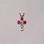 HY5995 NATURAL RUBY & MOONSTONE CROSS PENDANT 10K YG