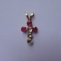 HY5995 NATURAL RUBY & MOONSTONE CROSS PENDANT 10K YG