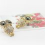 YZ1067 Rhinestone Owl Stud Earrings + Free Gift