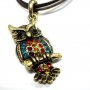 YZ1070 Retro Style rhinestone Bronze owl Necklace