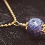 YZ5032 NATURAL SAPPHIRE PENDANT 30CT + NECKLACE (FACETED GOLD )