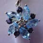 HY5000 NATURAL TOPAZ IOLITE DIAMOND PENDANT  NECKLACE SOLID 14K