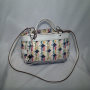 FB003 Fossil White Multi color Logo Satchel Convertible