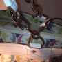 FB003 Fossil White Multi color Logo Satchel Convertible