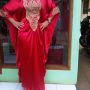 Kaftan Nabila Satin Bordir Red 01