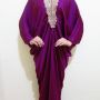 Kaftan Gamis Bunga Tumpuk ungu