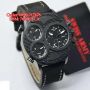 SWISS ARMY SA-2178 BLACK WHITE LEATHER TRIPLE TIME