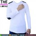 Kaos Pria Lengan Panjang - White Black Pad