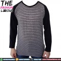 Kaos Pria Lengan Panjang - Raglan Black Gray Lined