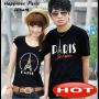 Kaos Couple - Happiness Paris Hitam