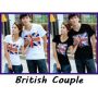 Kaos Couple British Black &amp; White