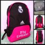 TAS RANSEL BOLA REAL MADRID HITAM PINK BORDIR