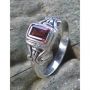 Cincin perak simpel ukir garnet