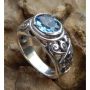 Cincin perak motif kupu2 batu Blue topaz