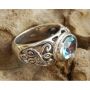 Cincin perak motif kupu2 batu Blue topaz