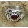 Cincin perak motif Jawan armadilo batu Garnet