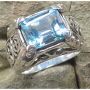 Cincin perak blue topaz besar