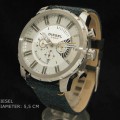 Diesel 67342 Silver White-Dial Black Leather