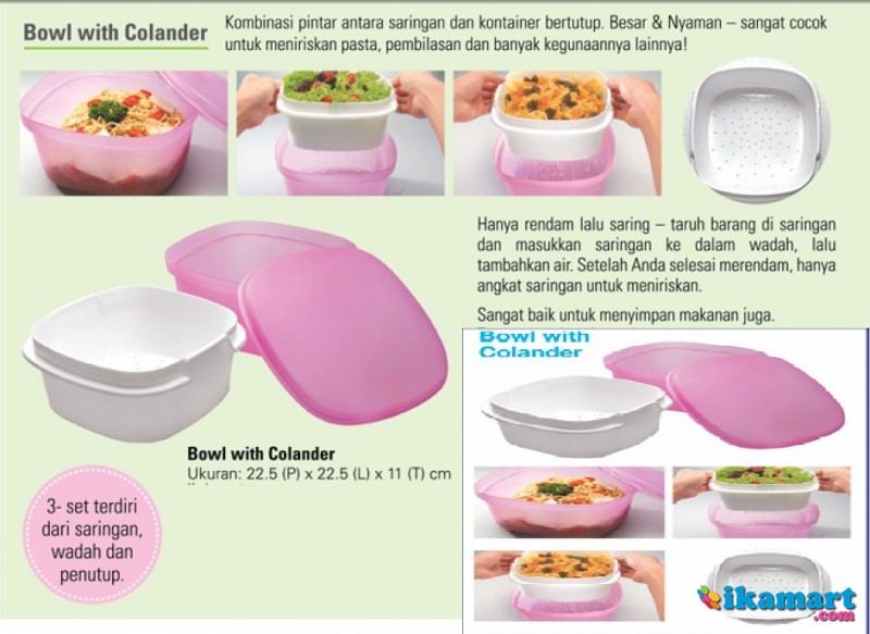 Wadah mangkuk mangkok dengan saringan bowl with colander 