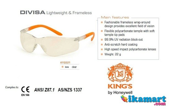  kacamata Kings ky 2221 safety glass clear Peralatan dan 