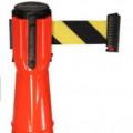 Q line cone retractable belt barrier,pita pembatas kerucut kuning hitam